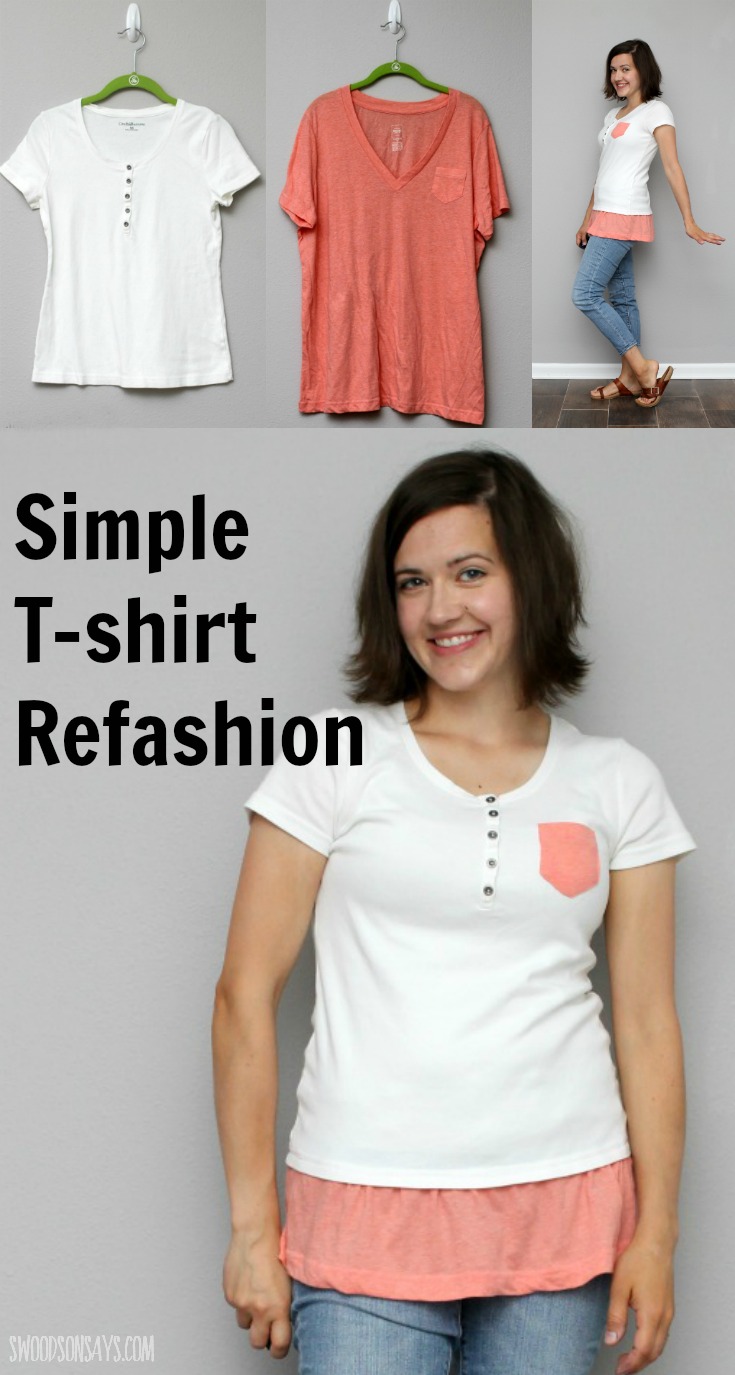 How to add fabric to bottom of shirts – simple tshirt refashion