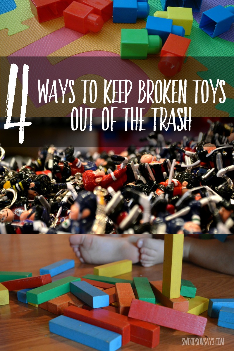 4 ideas on what to do with broken toys - we are trying to cut down on the trash we generate so here are some creative toy upcycle and toy recycle ideas!