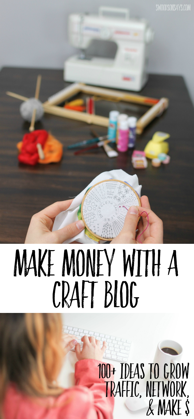 Ideas for how to make money, network, and grow your following as a craft or sewing blogger. A long list of affiliate programs for craft blogs, affiliate programs for sewing blogs, and networking groups!
