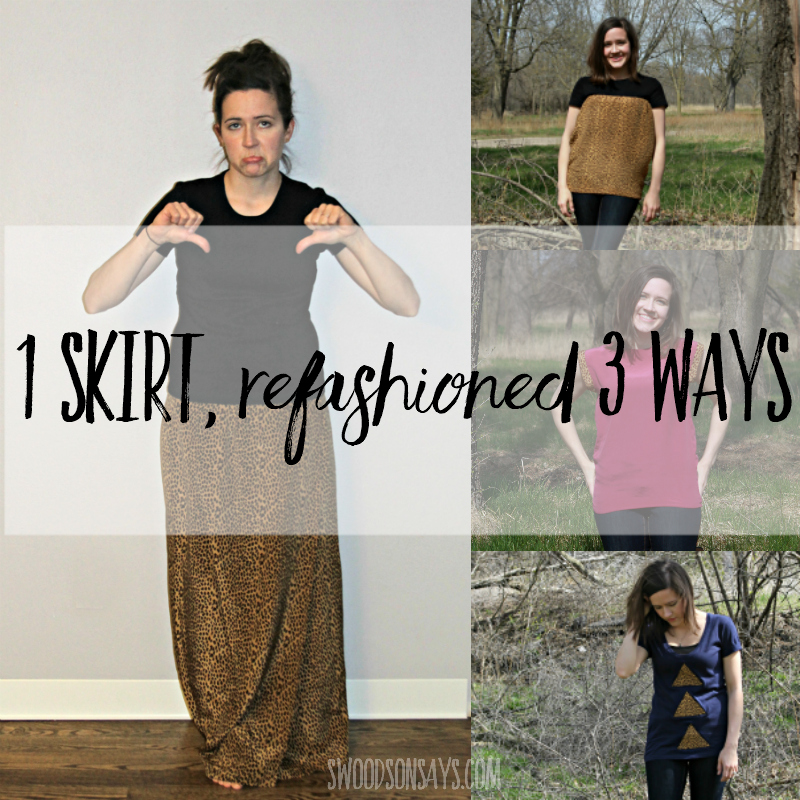Leopard Maxi Refashion – From 1 Skirt to 3 Shirts