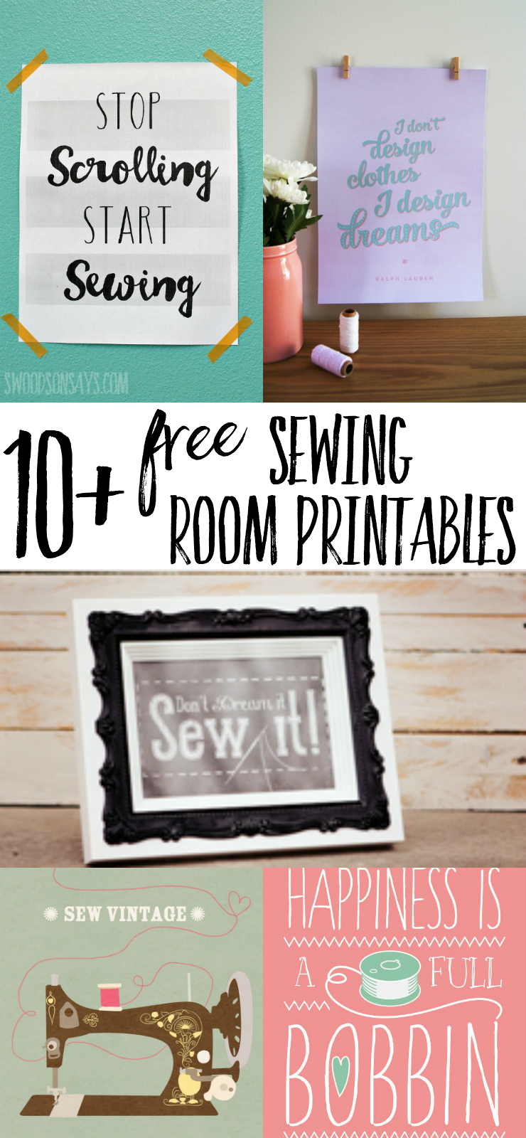 Looking for DIY sewing room decor? Check out this list of 10+ FREE sewing printables, perfect to frame and hang in your craft room. #craftroom #sewingroom #freeprintable #walldecor #sewing