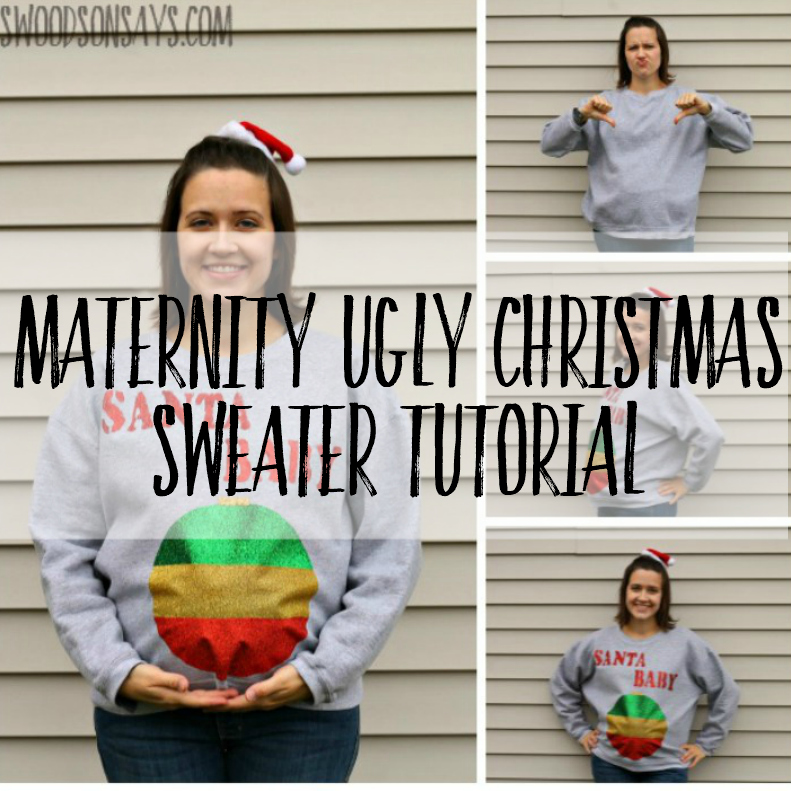 No-Sew Maternity Ugly Christmas Sweater | DIY Ugly Christmas Sweaters | diy christmas tree sweater