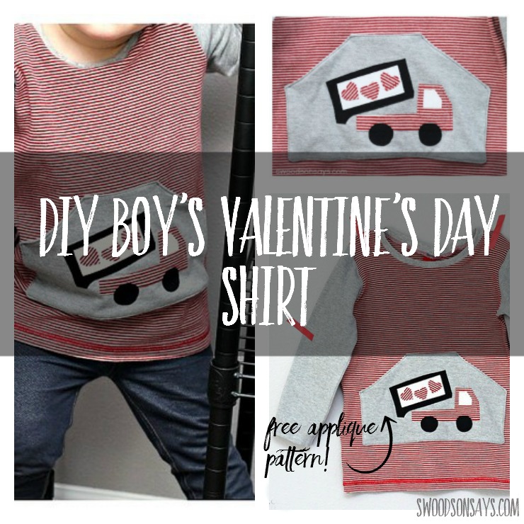 Sew a boys Valentine's Day shirt with this cute heart dump truck! It's all upcycled materials and he loves it.
