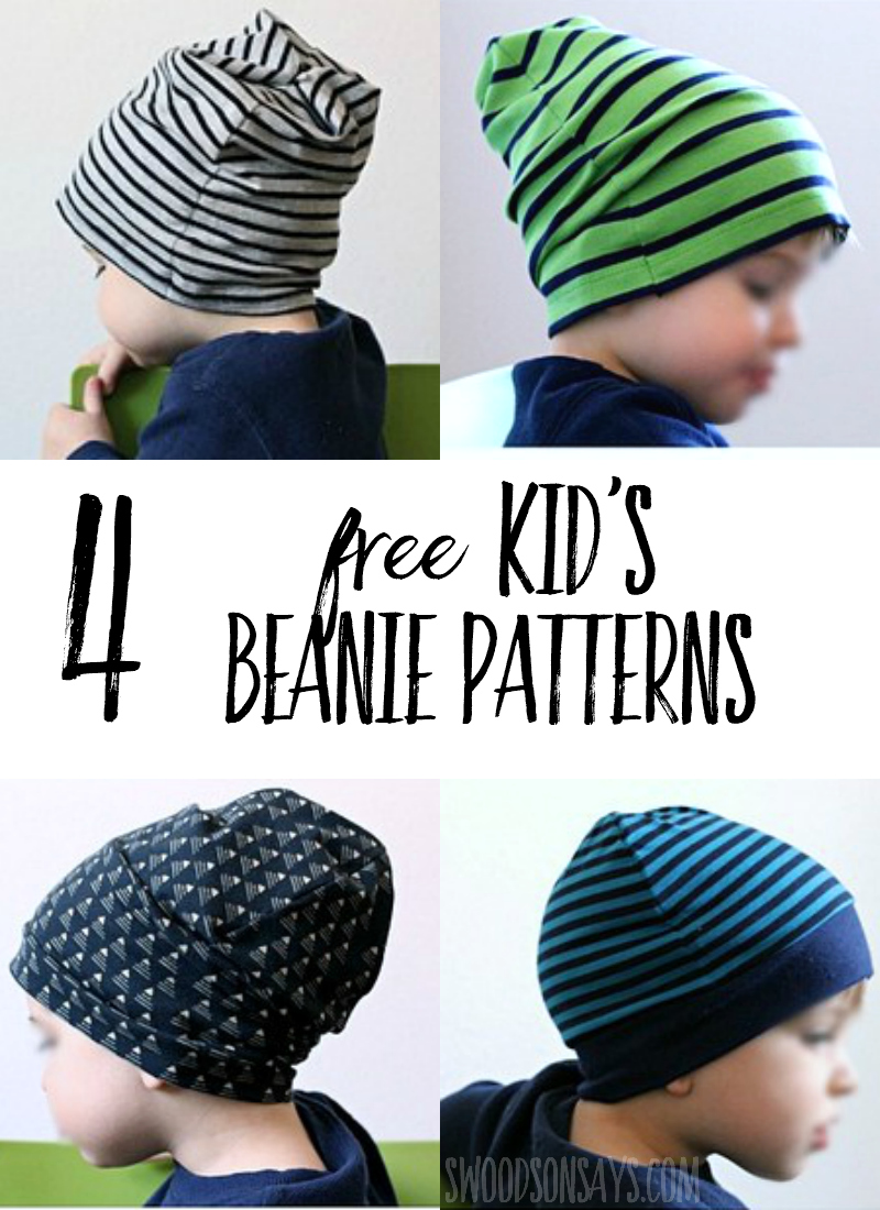 Knit beanies are trendy and comfy - check out 4 free kid's beanie sewing patterns tested out and sewn up! Great knit sewing patterns for beginners, beanies are perfect gifts to sew for kids and fun to make. #freesewingpatterns #sewing 