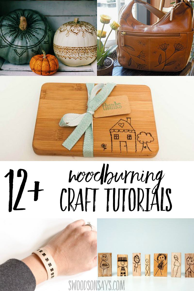 List of woodburning craft tutorials with links, great project ideas for wood burning beginners. #woodburning #crafts #pyrography