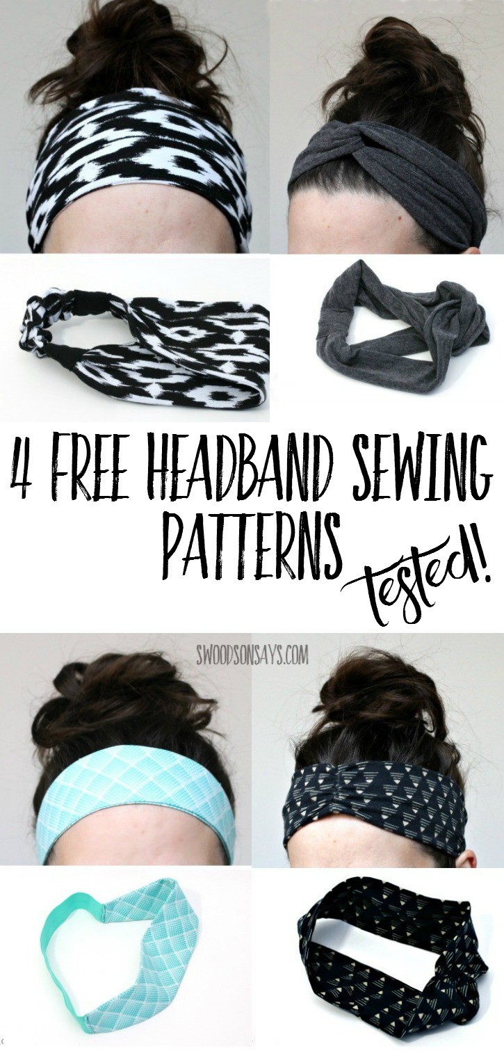 4 free headband sewing tutorials - all tested and compared!These are great knit fabric scrap busters and a fun, quick thing to sew for women. There is a pattern that uses FOE and woven fabric, and three different patterns that use knit fabric.