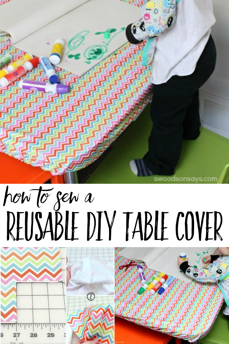 Hate cleaning up after arts and crafts with your kids? Skip that step when you use a reusable diy table cover! This simple PUL sewing tutorial works for any size table, with a photo tutorial. #sewing