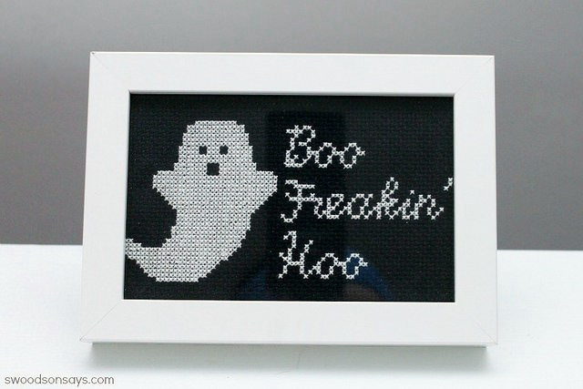 halloween cross stitch with a ghost