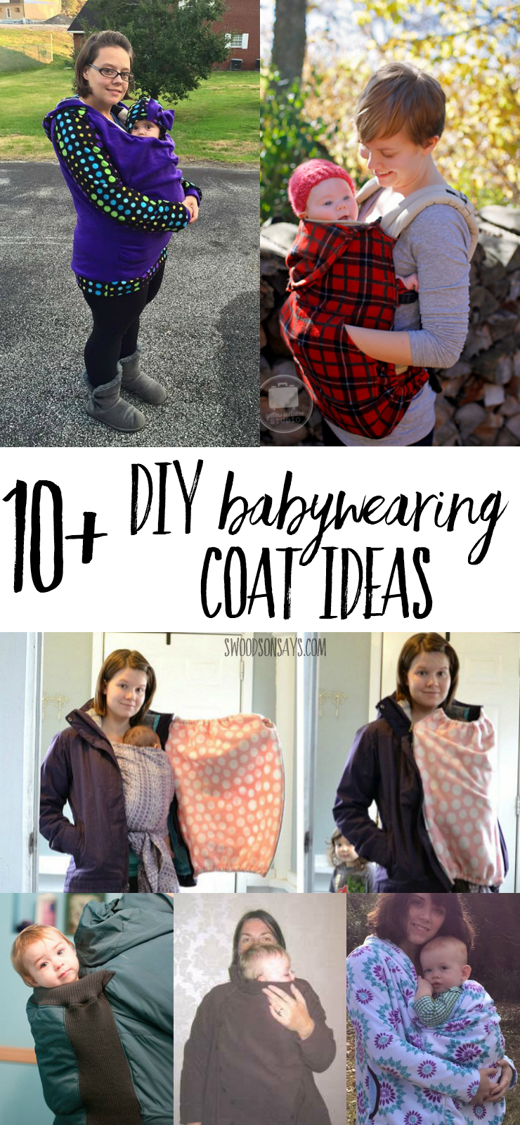 Babywearing coats are expensive! Check out these diy babywearing coat tutorials and patterns so you can make your own coat for back or front carrying your child in a carrier. #babywearing #diybabywearingcoat 