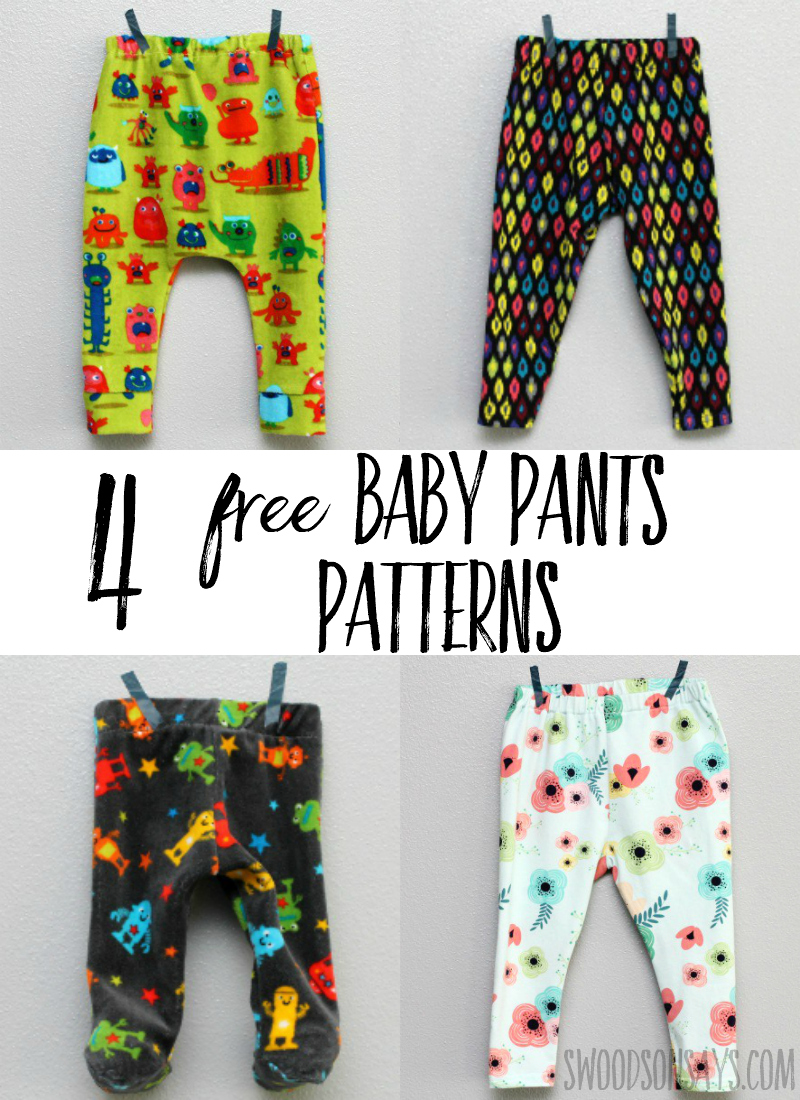Four free baby pants sewing patterns tested and sewn up! Great gifts to sew for babies, these free kid sewing patterns are super cute. #sewing #sewingforbabies #freesewingpatterns