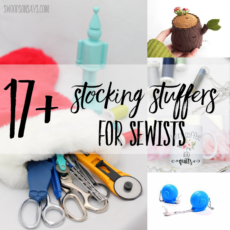 It can be hard to guess someone's fabric taste or pattern wishes, but there are lots of nifty gadges that fit perfectly in a stocking! See this list of sewing stocking stuffers and find something unique for all the sewists in your life. #sewing #stockingstuffer #giftguide