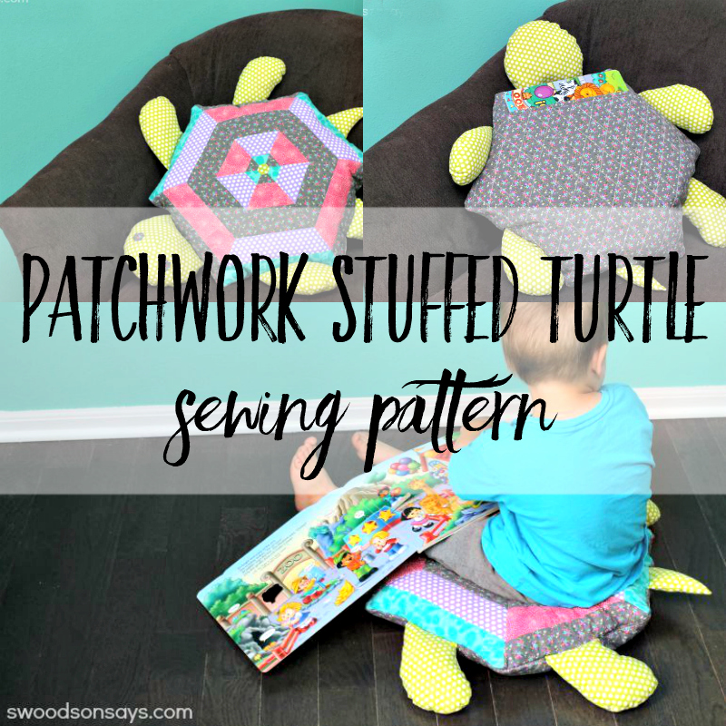 Patchwork stuffed turtle sewing pattern