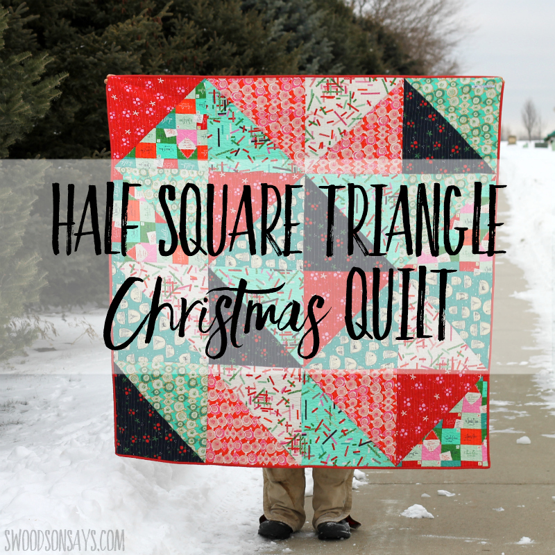Modern Christmas half square triangles quilt