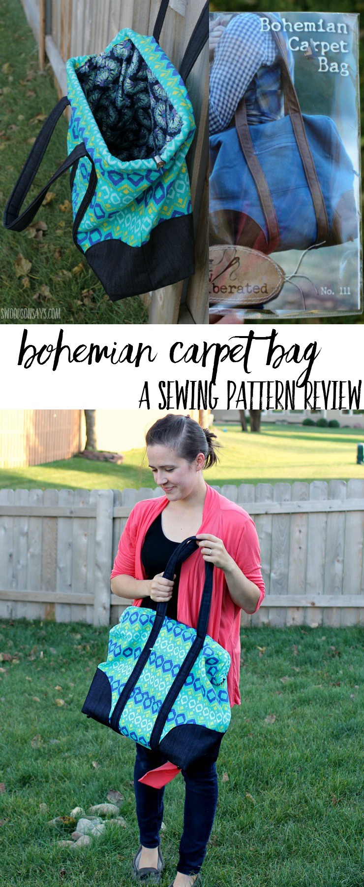 This is the biggest purse pattern ever! Check out the review for the Sew Liberated Bohemian Carpet Bag - a sewing pattern for a "mary poppins style" purse that is perfect for road trips.