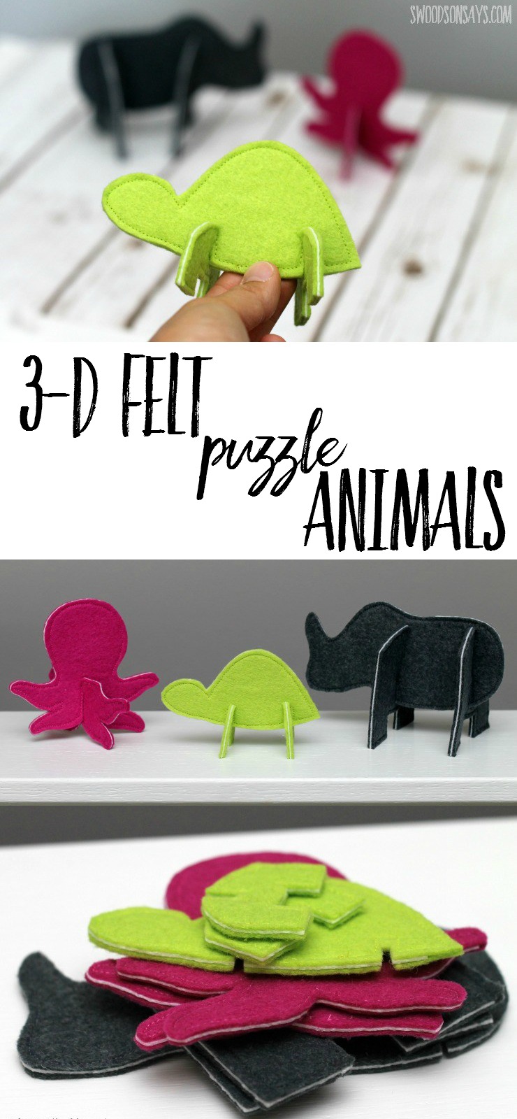 These 3D Puzzle Animals are so much fun to build with - and fast to sew! Perfect felt handmade toy for little hands.