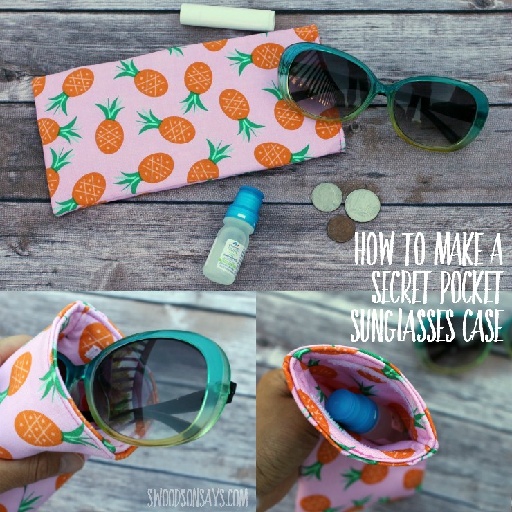 How to sew a sunglasses case with a secret pocket! This is an easy summer sewing tutorial, perfect for hiking. Stash away stuff and keep your sunglasses safe (and easy to find!). #ad #collectivebias #mypurerelief