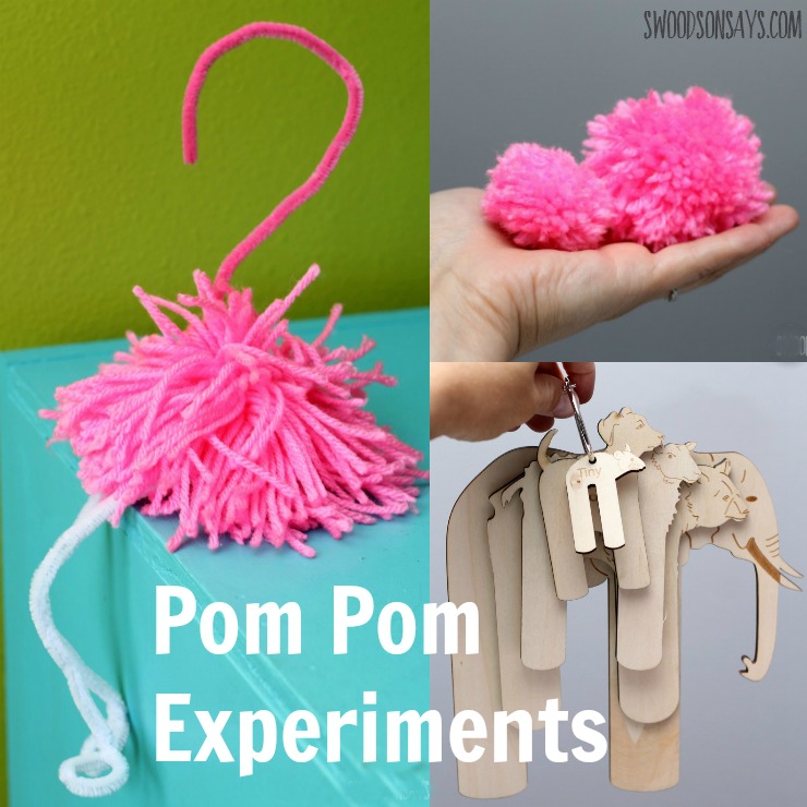 Pom Pom Experiments - how to make a simple pom pom flamingo with pipe cleaners and yarn. Fun flamingo craft I made as a part of my annual "try something new every month" challenge!