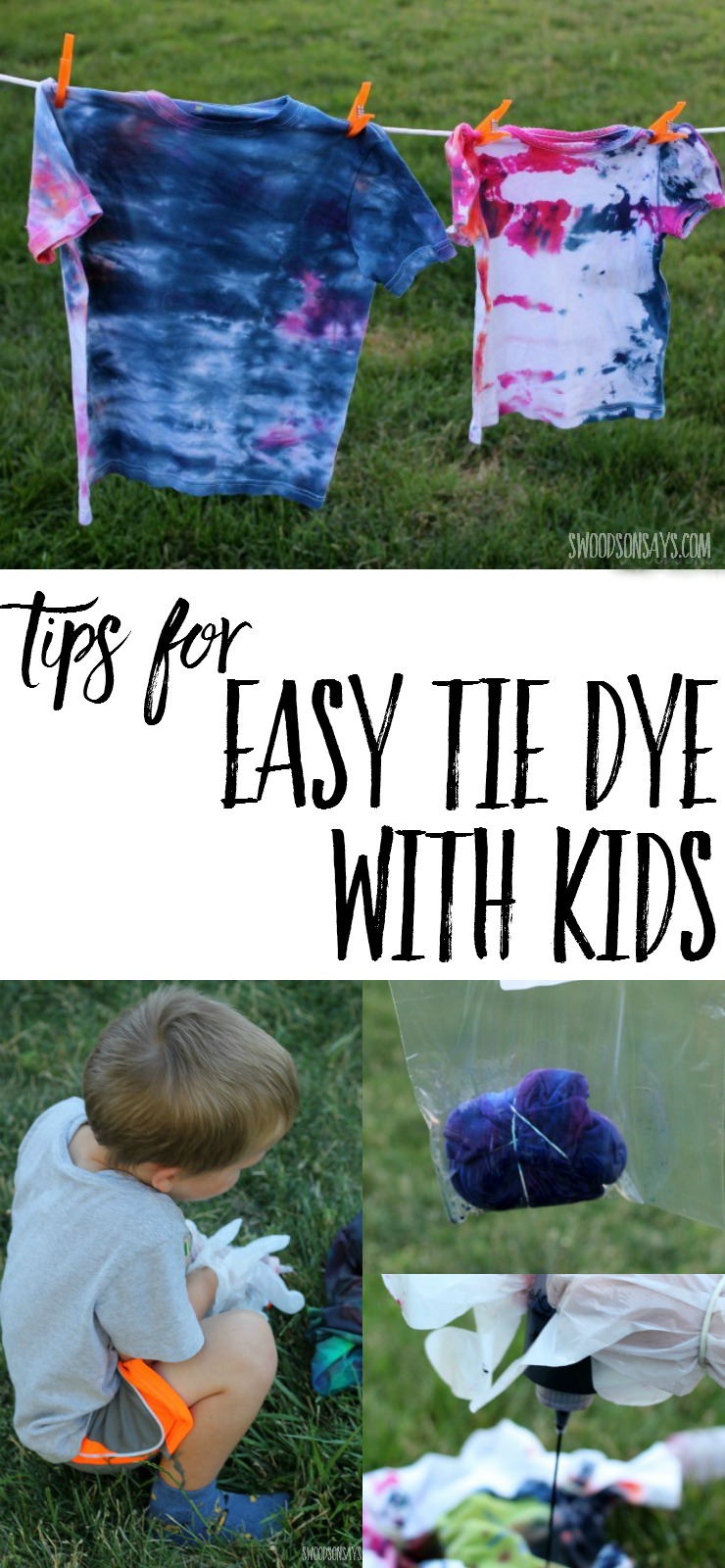 Tie dye with kids can be easy and fun! Check out these tips for tie dyeing that makes a minimal mess - perfect summer craft for older kiddos and a great "camp shirt" idea. 