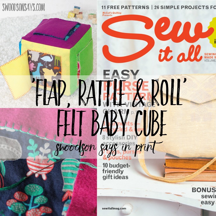 Soft wool felt and busy cotton print peeking out make this felt baby activity cube a hit! Things to sew for babies are so much fun - use your favorite scraps or coordinate with a matching baby quilt.