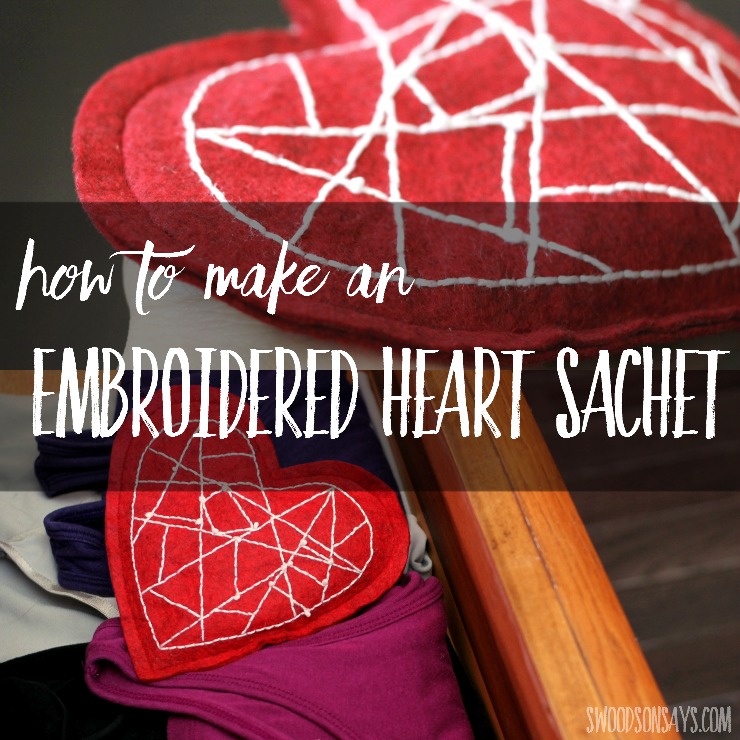 Looking for something to sew for Valentine's Day? Embroider up this pretty sachet and tuck it in a drawer or pocket!