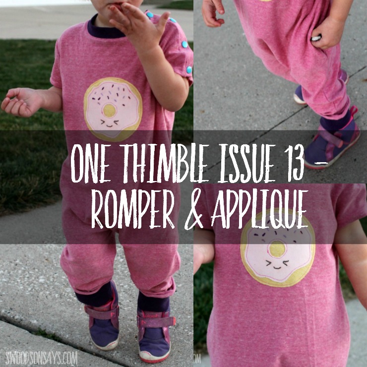 Kawaii donut applique on a romper PDF pattern - all from ONe Thimble Issue 13.