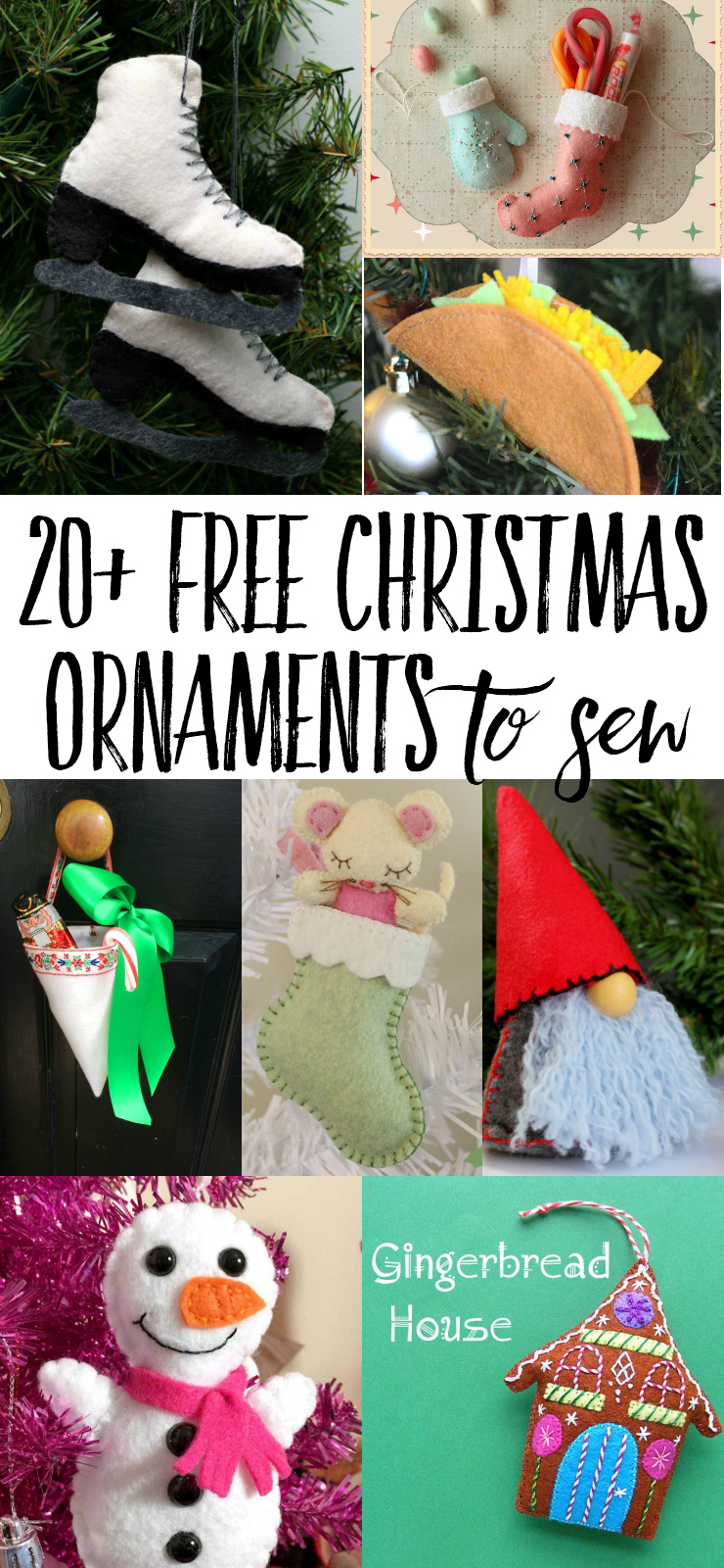 Check out this long list of free felt Christmas ornaments! Free sewing patterns and tutorials make these diy ornaments simple and fun to make, perfect for handmade Christmas gifts. #diyfeltchristmasornament