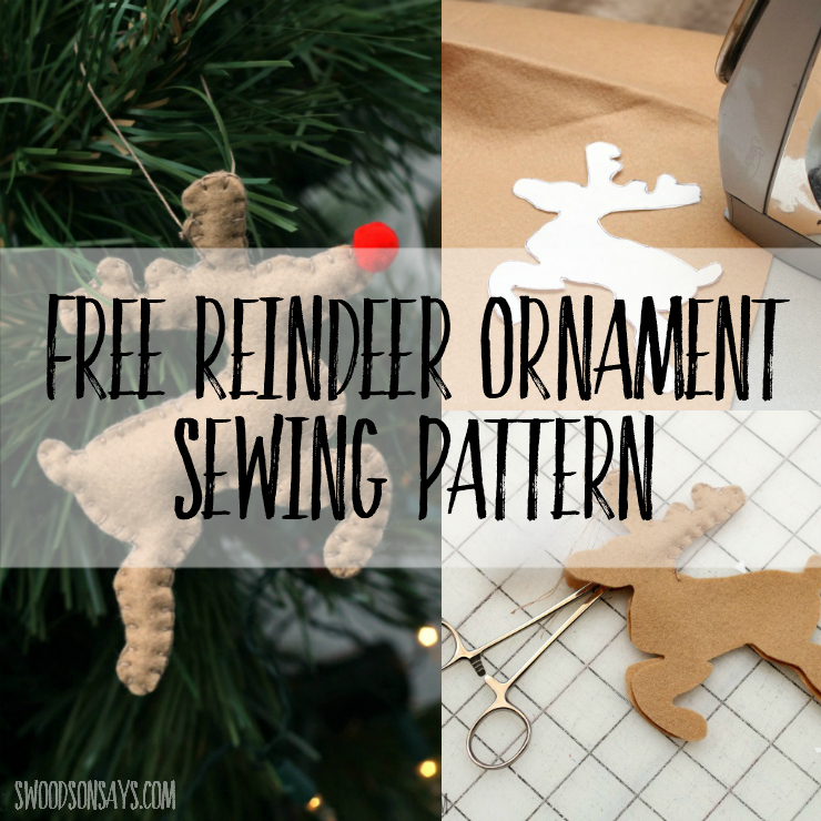 Use this free reindeer ornament sewing pattern to sew up a Rudolph for your tree! #reindeersoftie