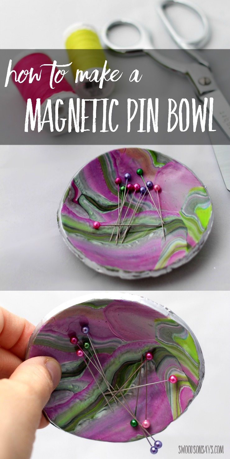 Make a diy magnetic pin bowl with this easy clay tutorial. Perfect diy gift for a sewing lover, no one will believe it is handmade! 