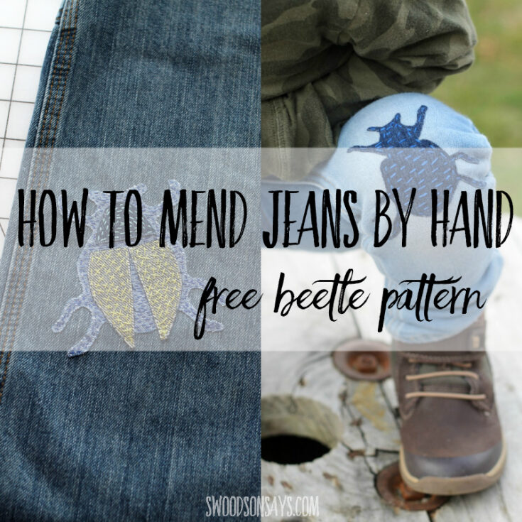 How to mend jeans by hand - diy beetle patch tutorial