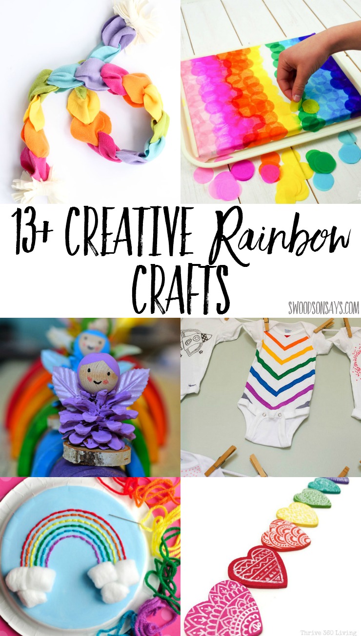 13+ Creative rainbow crafts to make with kids! Rainbow crafts are so fun and perfect for spring; there is something for everyone, with ideas for rainbow process art, rainbow onesies, and rainbow toys.