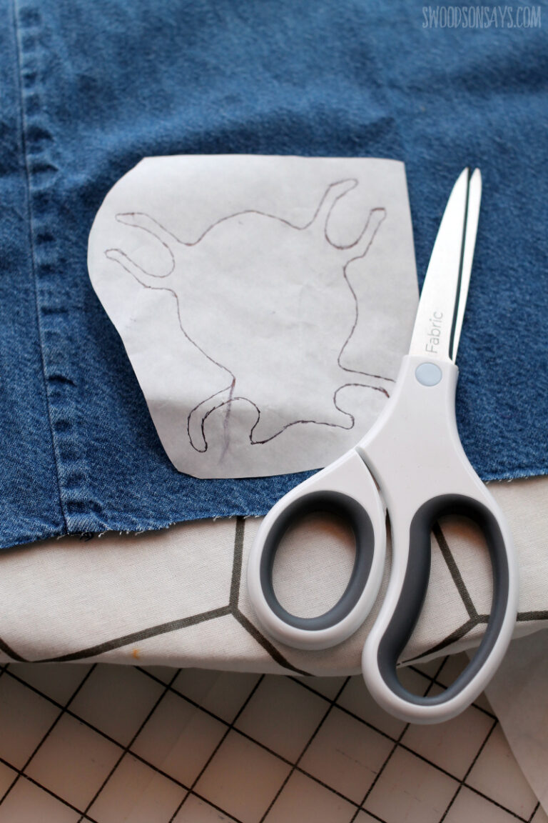 How to mend jeans by hand - diy beetle patch tutorial - Swoodson Says