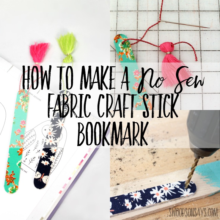 Looking for a five minute, fast and easy fabric craft? No sewing needed - these DIY bookmarks are a great way to use up knit fabric scraps. Look no further for a Mother's Day craft that kids can make, let them pick out the fabric and help glue and then you drill the hole and add the tassel!