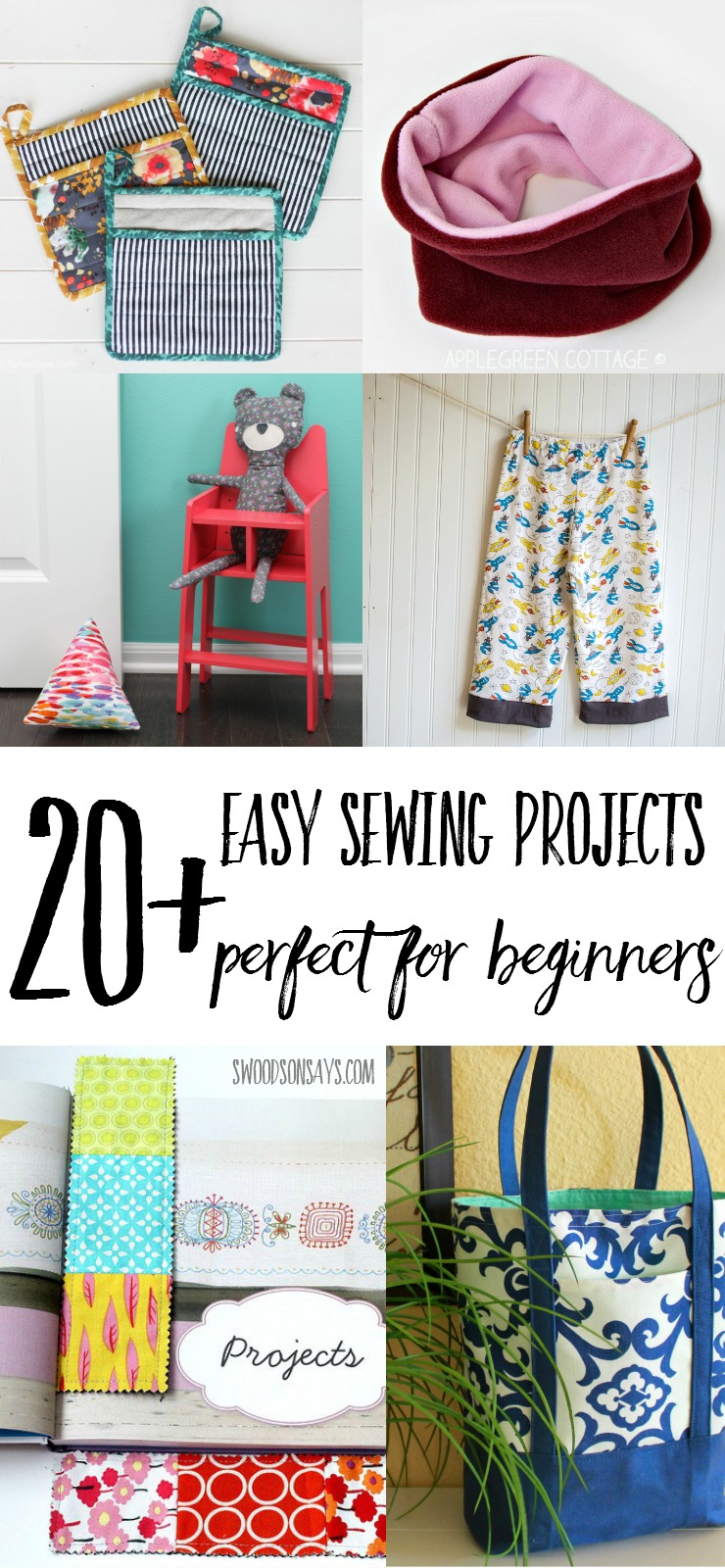 A big list of beginner sewing projects that are fun and easy to make! Simple sewing tutorials with pictures to help along the way, there is a beginner sewing project for everyone on this list!