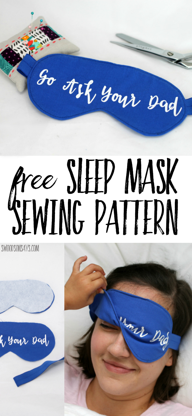 Wondering how to sew a sleep mask? Use this free sleep mask sewing pattern and tutorial to make your own! #sleepmask