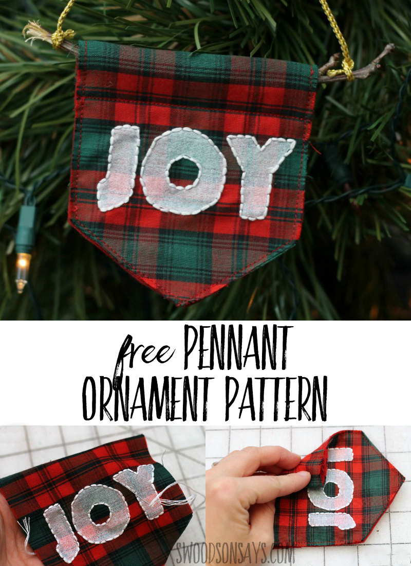 Make a simple DIY Christmas ornament with this free tutorial and pattern! Festive and fun, download the free sewing pattern and get crafty. #christmas #crafts #christmasinjuly #christmascrafts #diyornament