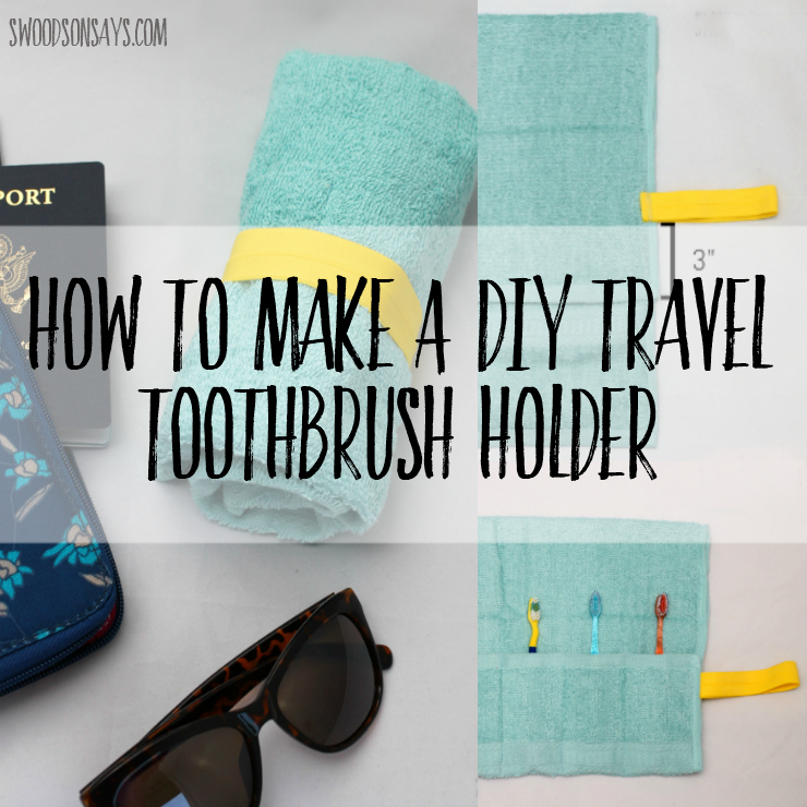 See how to make a diy travel toothbrush holder from a hand towel! Upcycle an old towel and keep your clothes dry when you're on the go. Great gift to sew for someone who loves to travel - and takes 30 minutes or less. Sponsored post with Tom's of Maine Toothbrush. #ad