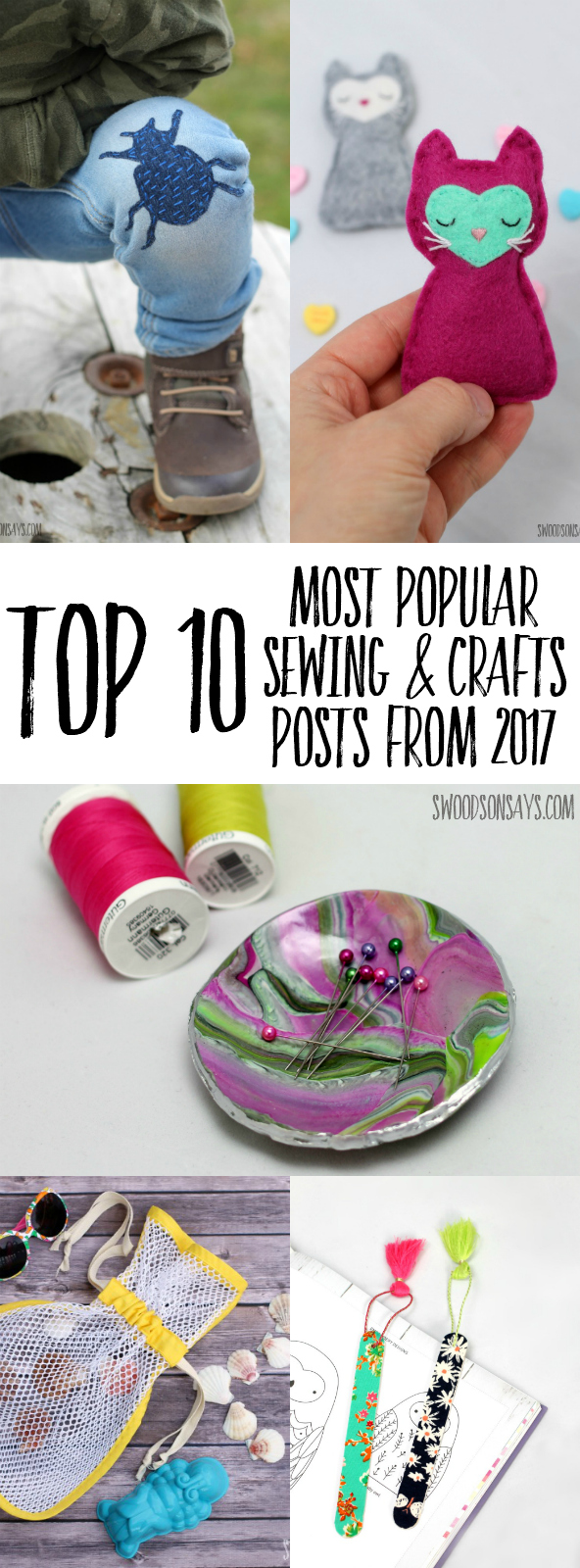 Check out the best craft tutorials and free sewing patterns that were published in 2017 on Swoodsonsays.com! There is something for everyone, get inspiration to try a new craft or method in the new year. #crafts #diy #sewing