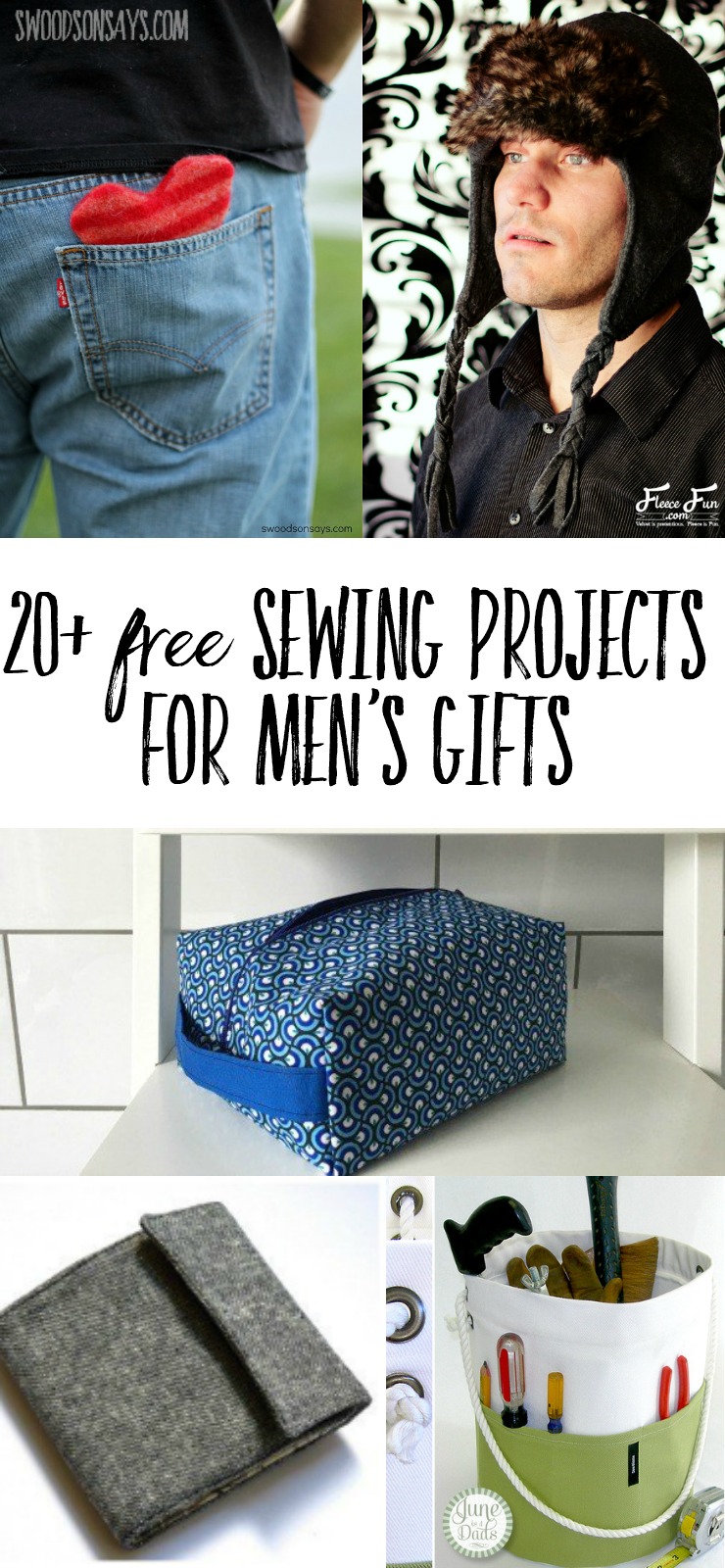 20+ Free Sewing Projects for Men's Gifts! Fresh new ideas to sew for men, all with free tutorials and patterns linked. Don't stress over sewing ideas for guys, check out this list! #sewingformen #diypresentsformen