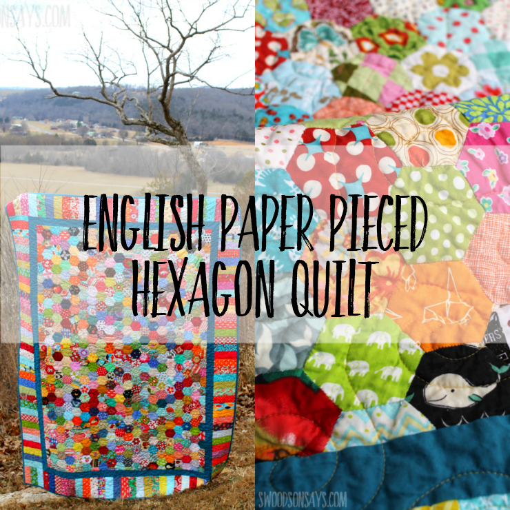 Looking for a hexies sewing project? Check out this beautiful english paper pieced quilt top surrounded by a border! This scrappy quilt is bursting with color and will inspire you to hand sew some hexies ASAP! #quilt #hexies #paperpiecing 