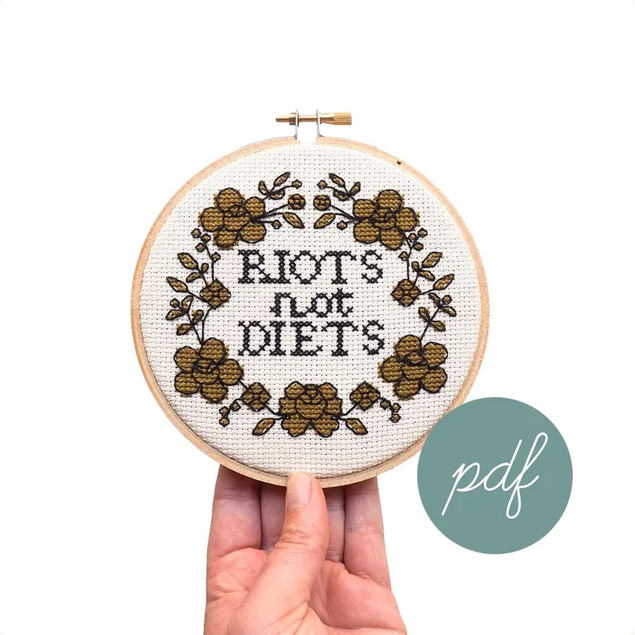 riots not diet cross stitch pattern