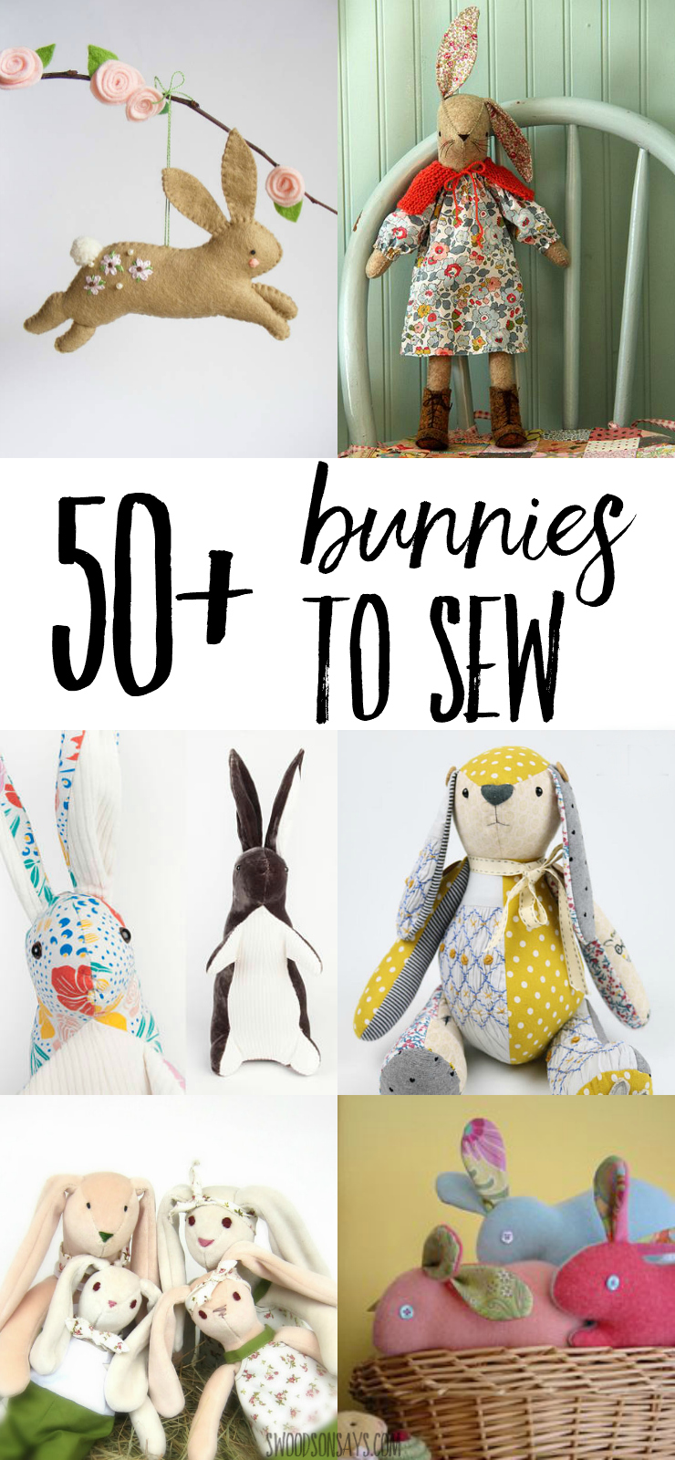 Check out over 50 bunny sewing patterns to sew the sweetest stuffed animals. Perfect Easter sewing projects, there are sock bunnies, felt bunnies, fat bunnies, skinny bunnies, bunny families, and pocket bunnies. Over 30 free bunny sewing patterns too!