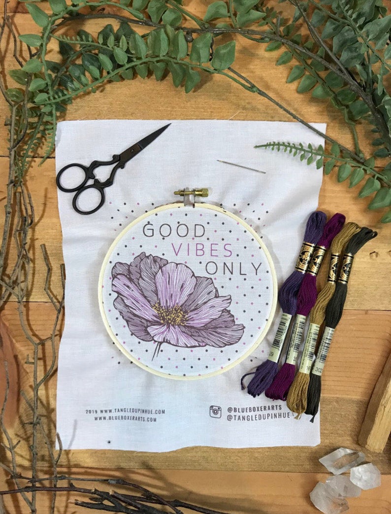 good vibes only embroidery kit