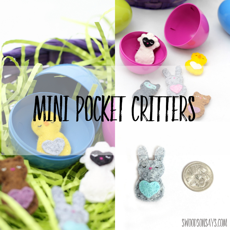 Looking for a fun felt project to sew? These mini pocket critters are teeny tiny, perfect for slipping into Easter eggs or into little pockets; they're all hand sewn and super sweet. A unique idea for handmade Easter egg fillers that aren't candy!