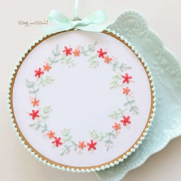 free floral wreath embroidery pattern