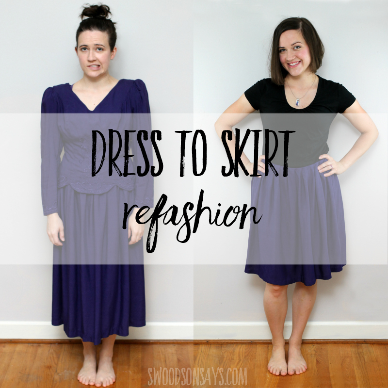 DIY dress to skirt refashion