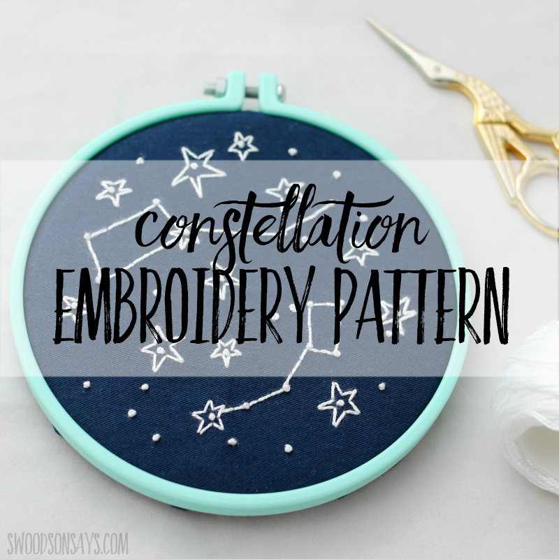 Modern constellation embroidery project