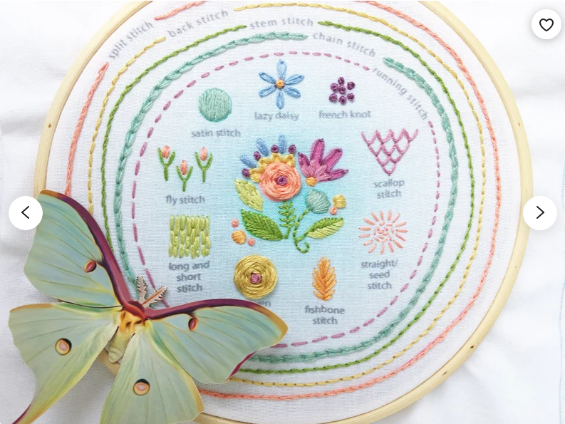 floral embroidery sampler pattern