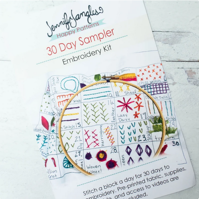 hand embroidery sampler kit rainbow colors