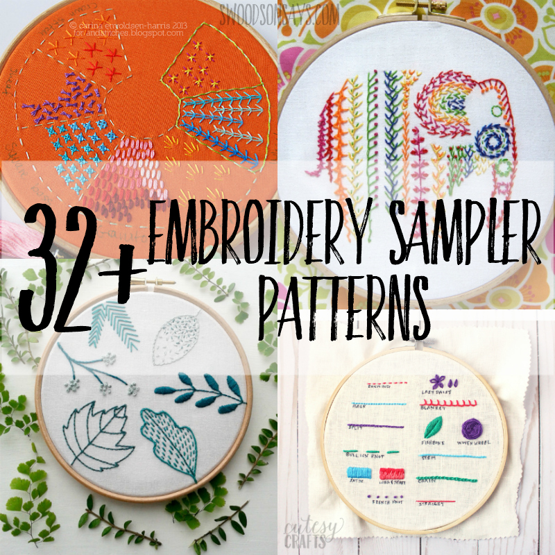 32+ hand embroidery sampler patterns