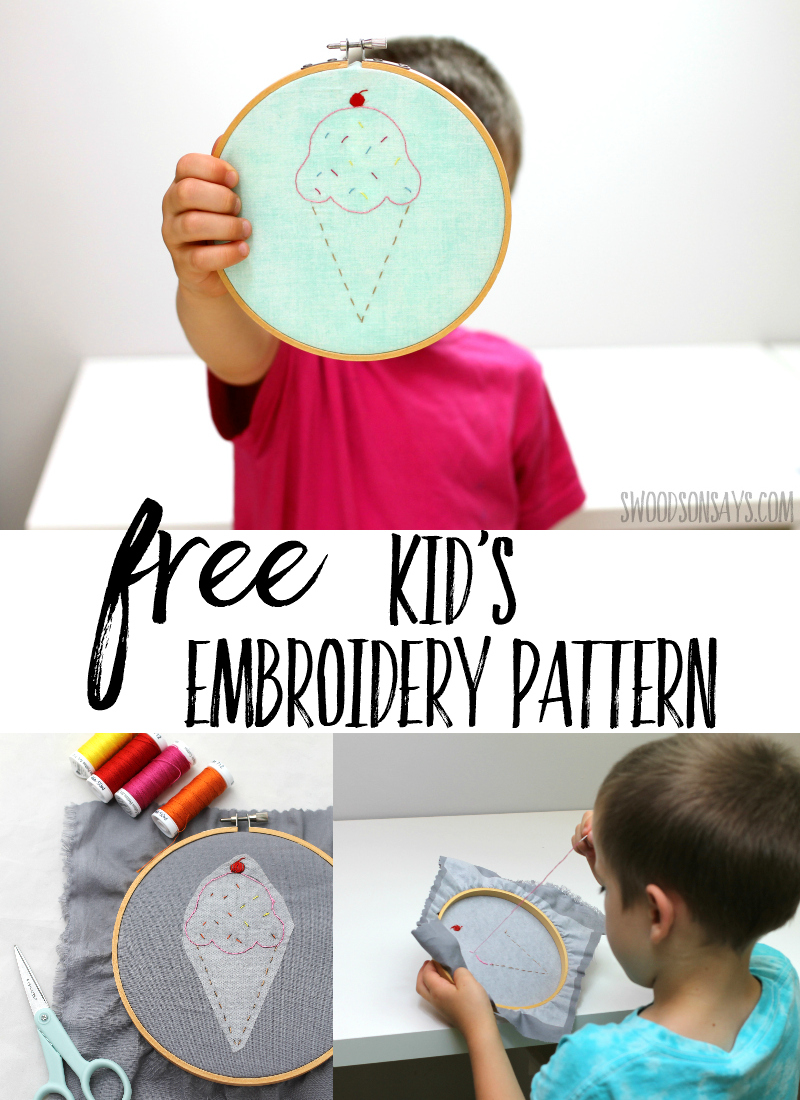 Teach your child to embroider with this simple hand embroidery pattern! Stitching helps kids learn focus, fine motor skills, and exercise their creativity. Start hand sewing with kids today! #embroidery #Handembroidery #kidscrafts #